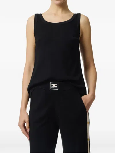 Elisabetta Franchi Button Striped Tank Top In Black