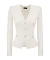 Elisabetta Franchi Shiny Viscose Cardigan With Twin Buttons In White