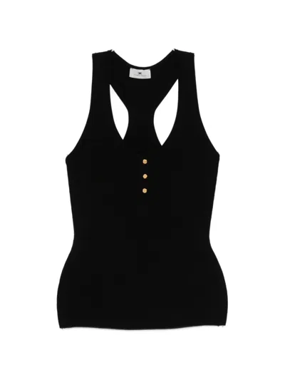 Elisabetta Franchi Button-up Tank Top In Black