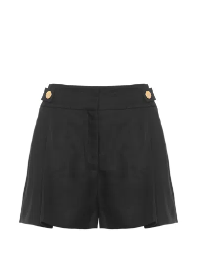 Elisabetta Franchi Button-detail Pleated Shorts In Black