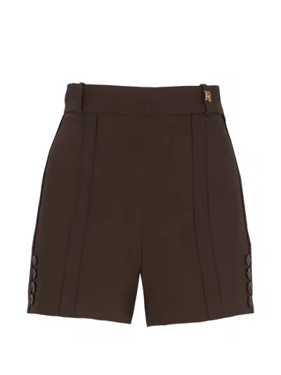 Elisabetta Franchi Button-detail Shorts In Brown