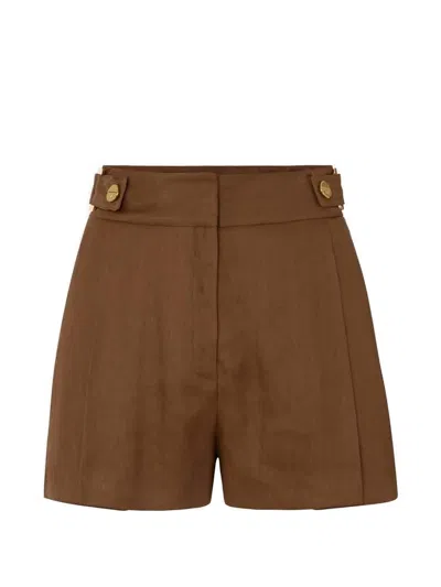 Elisabetta Franchi Button-detail Shorts In Brown