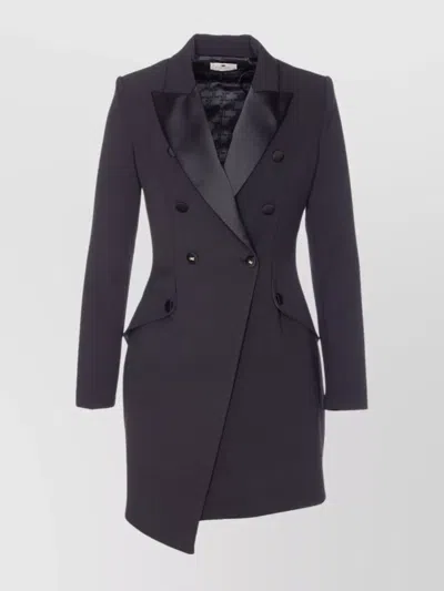 Elisabetta Franchi Buttoned Double-breasted Fitted Dress In Blue