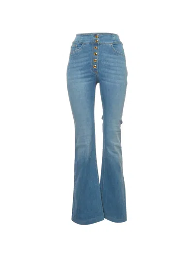 Pre-owned Elisabetta Franchi Buttoned Flared-leg Jeans In Blue