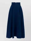 Elisabetta Franchi Buttoned Halter Neck High Waist Midi Skirt In Blue
