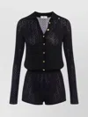 Elisabetta Franchi Buttoned Long Sleeve Dress With Sheer Detailing In Black