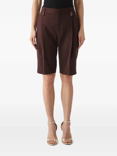 Elisabetta Franchi Buttoned Pleated Shorts In Burgundy