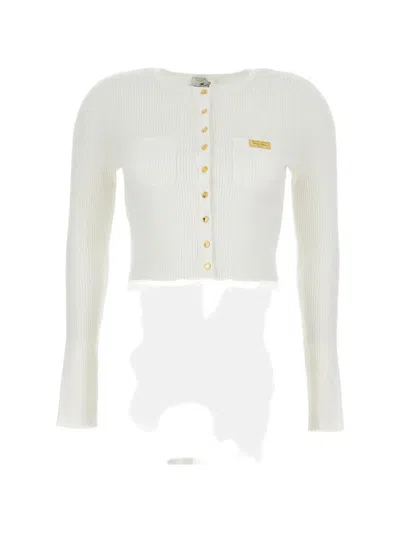 Elisabetta Franchi Buttoned Pocket Cardigan In White