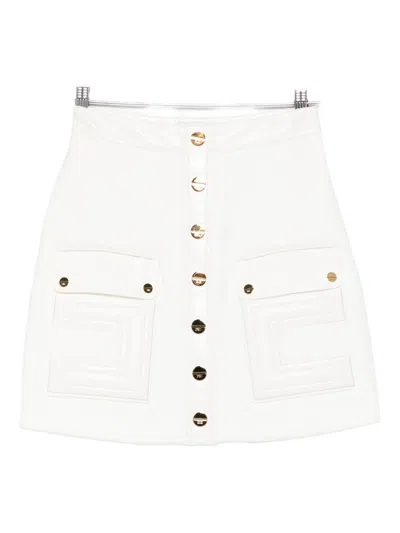 Elisabetta Franchi Buttoned Quilted Jacket In White