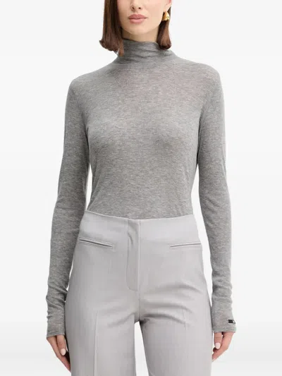 Elisabetta Franchi Buttoned Roll-neck Knitwear In Gray