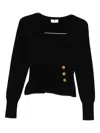 Elisabetta Franchi Buttoned Wrap Sweater In Black