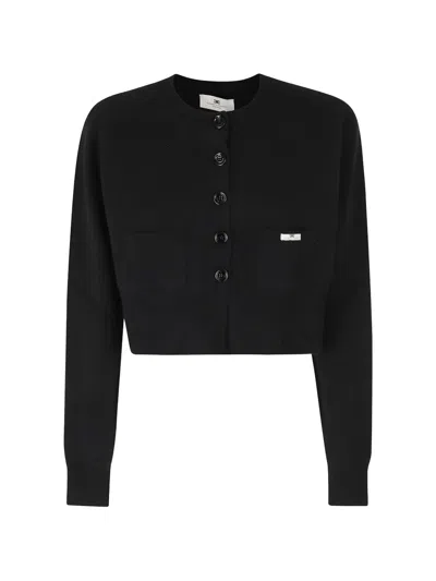 Elisabetta Franchi Button-fastening Cropped Cardigan In Animal Print