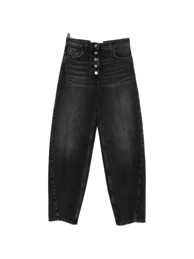 Elisabetta Franchi Button-up Faded-effect Jeans In Black