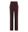 Elisabetta Franchi Contrast-topstitching Wool Straight Trousers In Brown