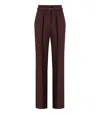 Elisabetta Franchi Contrast-topstitching Wool Straight Trousers In Brown