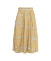 Elisabetta Franchi Pleated Midi Skirt With Wide Belted Waist In Neutrals