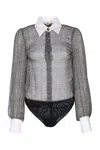 Elisabetta Franchi Silk Shirt Bodysuit In Black