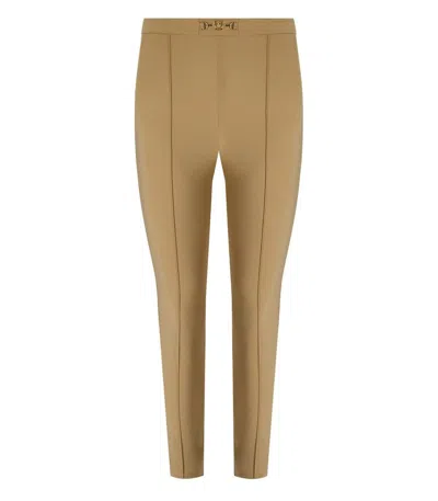 Elisabetta Franchi Camel Slim Fit Trousers In Neutrals