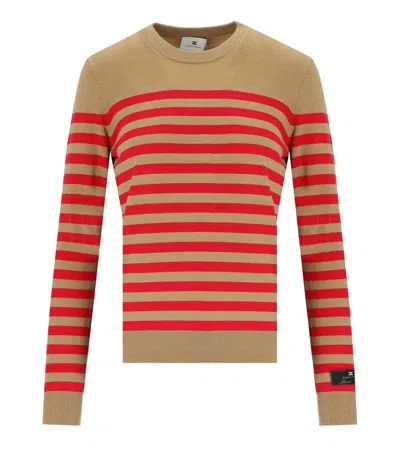 Elisabetta Franchi Camel/red Passion Striped Sweater