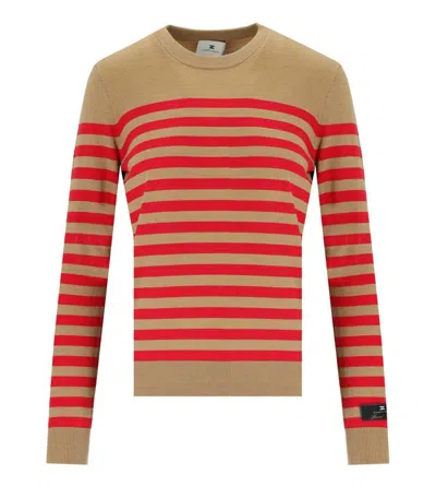 ELISABETTA FRANCHI ELISABETTA FRANCHI CAMEL/RED PASSION STRIPED SWEATER