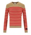 Elisabetta Franchi Camel/red Passion Striped Sweater In Multi