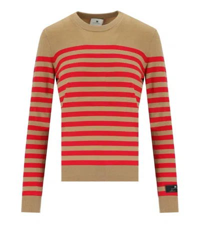 ELISABETTA FRANCHI ELISABETTA FRANCHI CAMEL/RED PASSION STRIPED SWEATER