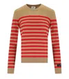 Elisabetta Franchi Camel/red Passion Striped Sweater In Multi
