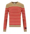 Elisabetta Franchi Camel/red Passion Striped Sweater In Multi