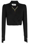 Elisabetta Franchi Blouse In Georgette Fabric With Jewel Detail In Black