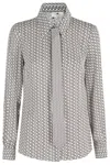 Elisabetta Franchi Geometric Pattern Shirt With Tailored Fit In Neutral