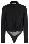 Elisabetta Franchi Twist-front Button Bodysuit In Black