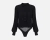 Elisabetta Franchi Fitted Bodysuit Shirt With Draped Front In Black