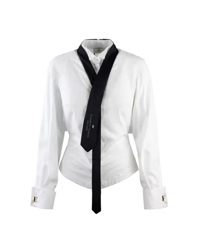 Elisabetta Franchi Camicia Bianca Con Cravatta In White