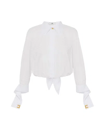ELISABETTA FRANCHI ELISABETTA FRANCHI CAMICIA BIANCA CON STRASS E NODO