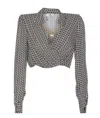 Elisabetta Franchi Cropped Wrap Front Shirt With Neckline Detail In Black
