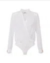 Elisabetta Franchi White Georgette Body Shirt With Cufflinks In 360