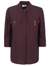 Elisabetta Franchi Shirt With Chest Pockets And Collared Neck In Brown