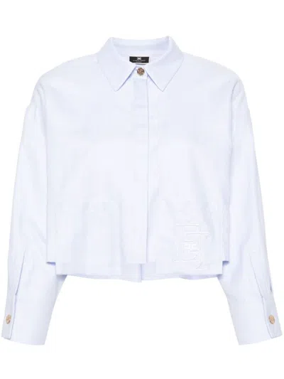 Elisabetta Franchi Monogram-embroidered Shirt In Blu