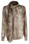 Elisabetta Franchi Sheer Silk Blouse With Integrated Scarf In Multi