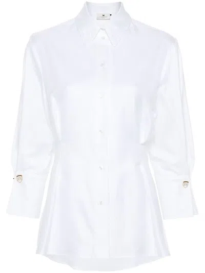 Elisabetta Franchi Chevron-pattern Poplin Shirt In Bianco