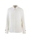 Elisabetta Franchi Casual Georgette Collared Neck Top With Logo Scarf In White