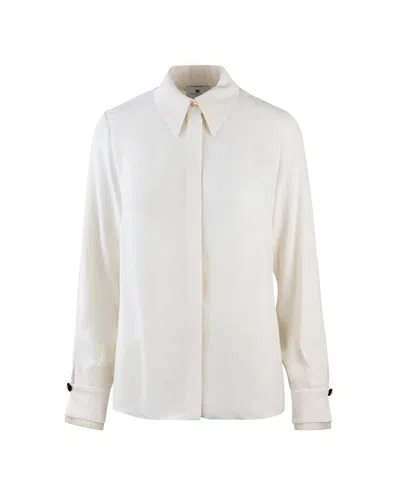 ELISABETTA FRANCHI CAMICIA IN GEORGETTE CON FOULARD AVORIO