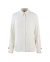Elisabetta Franchi Casual Georgette Collared Neck Top With Logo Scarf