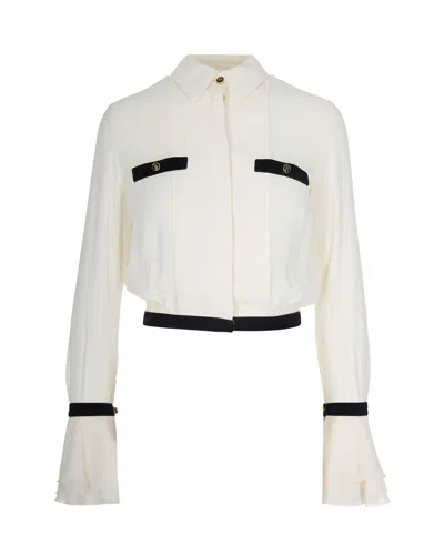 ELISABETTA FRANCHI CAMICIA IN GEORGETTE MILK/NERO