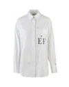 Elisabetta Franchi White Striped Cotton Poplin Shirt In White