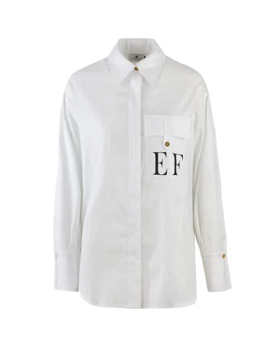 ELISABETTA FRANCHI WHITE STRIPED COTTON POPLIN SHIRT
