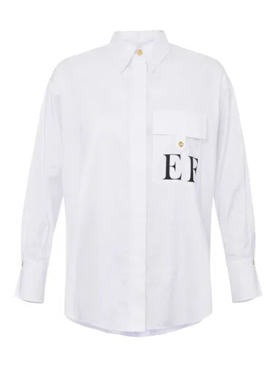 ELISABETTA FRANCHI PRINTED LOGO COTTON POPLIN STRIPED SHIRT