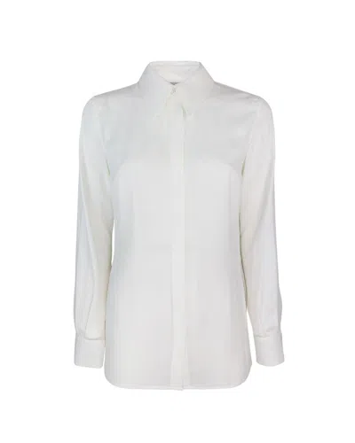 Elisabetta Franchi Lettering Jacquard Georgette Blouse In White