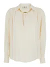 Elisabetta Franchi Viscose Georgette Shirt With Removable Necklace Detail In Neutral