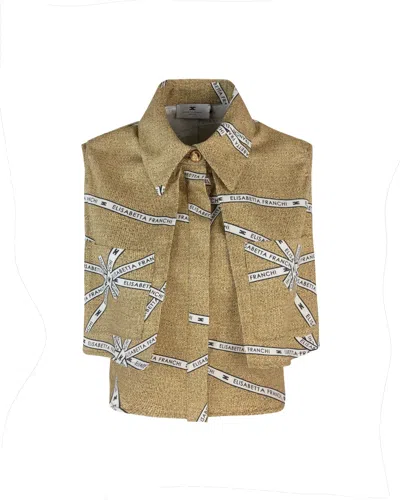 Elisabetta Franchi Camicia Stampa Rafia E Nastro